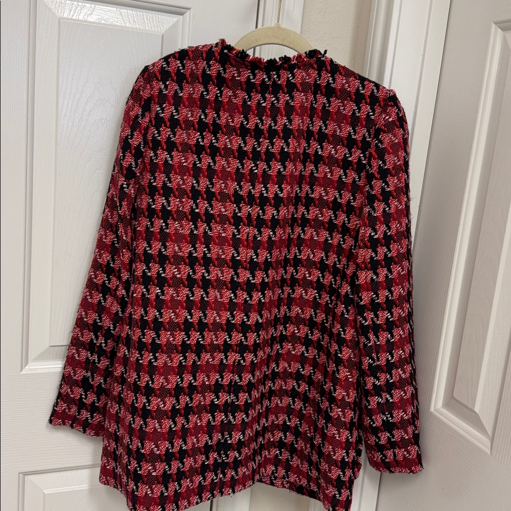Chico's Red and Black Houndstooth Blazer - Picture 4 of 4